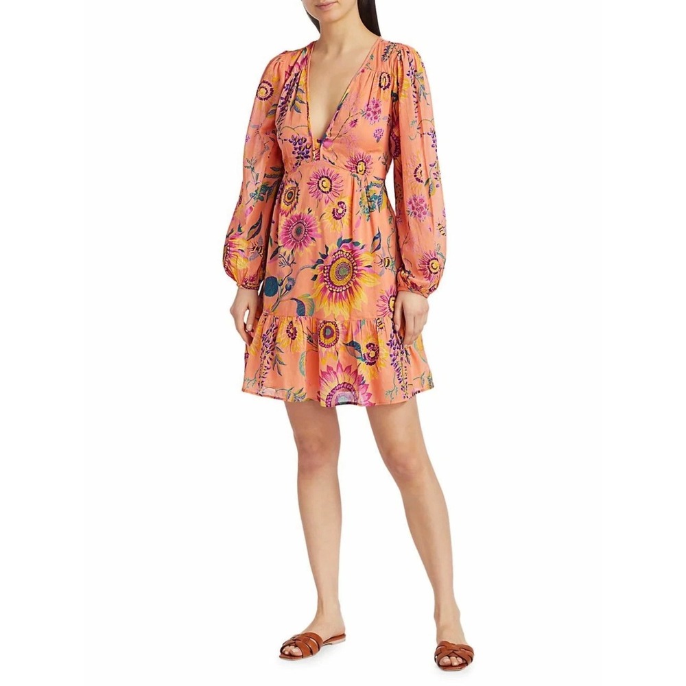 Anthropologie Banjanan Sunflower Fall Cotton Long Sleeve‎ Dress (Size M, EUC) - Picture 3 of 9
